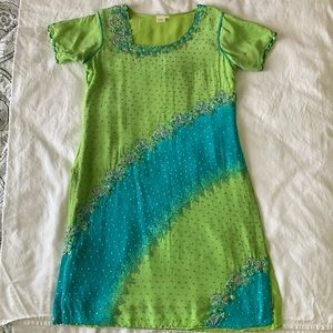 Indian 100% silk 3-piece shalwar/kameez/dupatta embroidered suit size 42/M